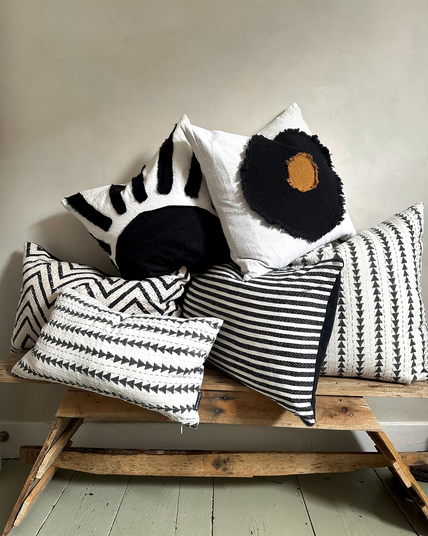 Monochrome Cushions and Bedding - Designed By Biggs & Hill - Black White Decor - Natural Cotton And Linen - Unique Handmade