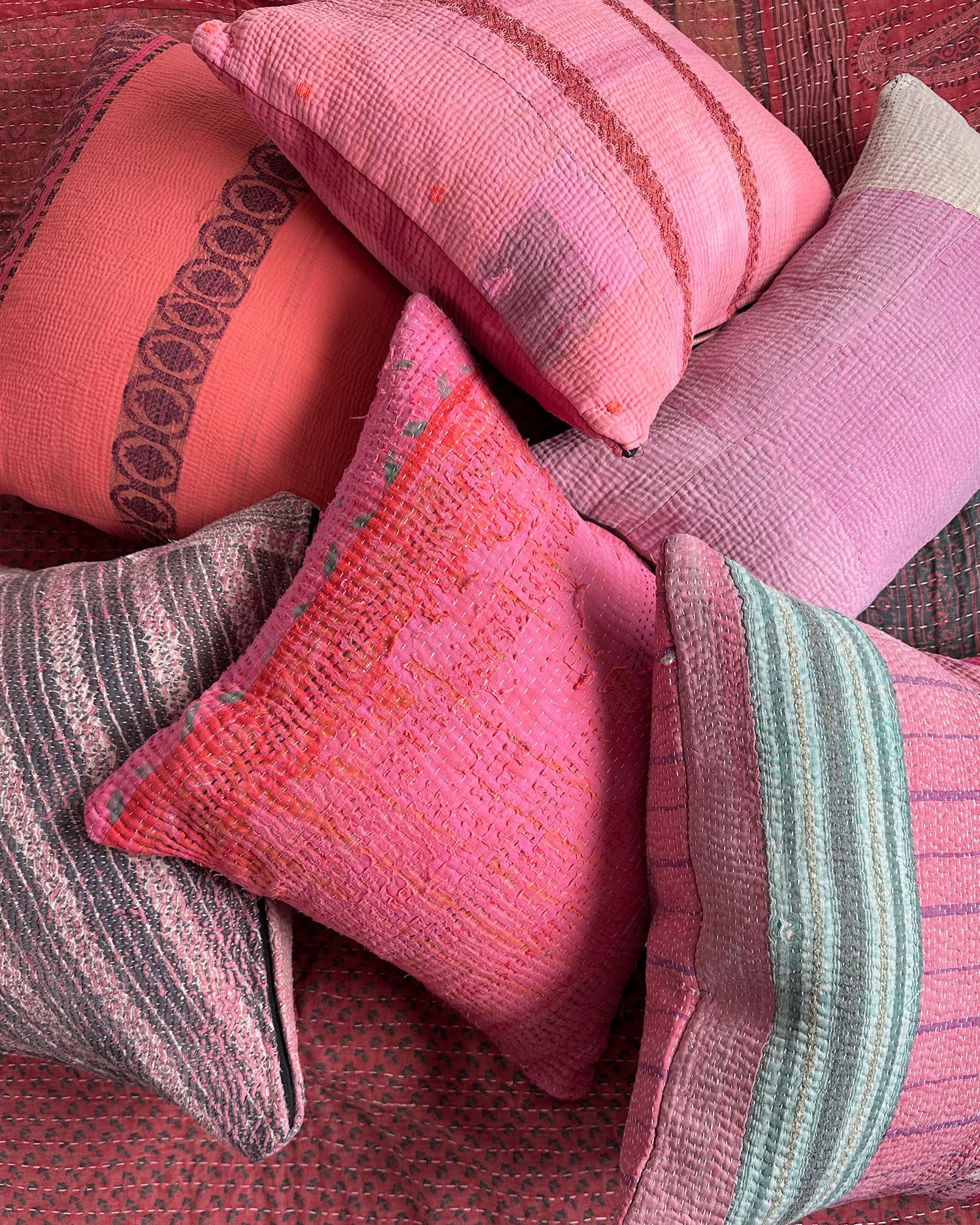 Cushions - Biggs & Hill  - Natural Cotton And Linen Cushions - Vintage And Handmade Cushions - Colourful Bedroom Lounge Decor