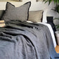 Utility Bed Throw Stonewashed Linen Blanket in Charcoal Grey - Biggs & Hill - Blanket - Bedspread - black - blanket