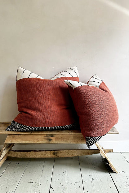 Red, Black and White Boho Cotton Cushion Cover - Biggs & Hill