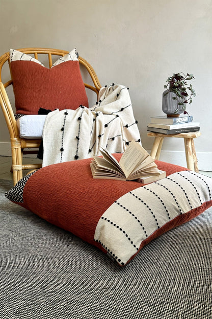 Red, Black and White Boho Cotton Cushion Cover - Biggs & Hill