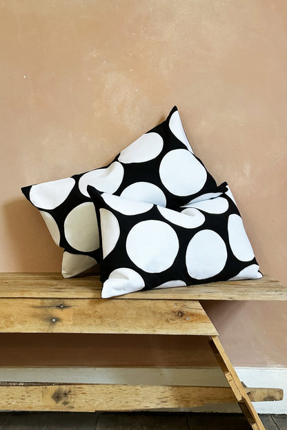 Black and White Spot Hand Appliqué Cotton Cushions