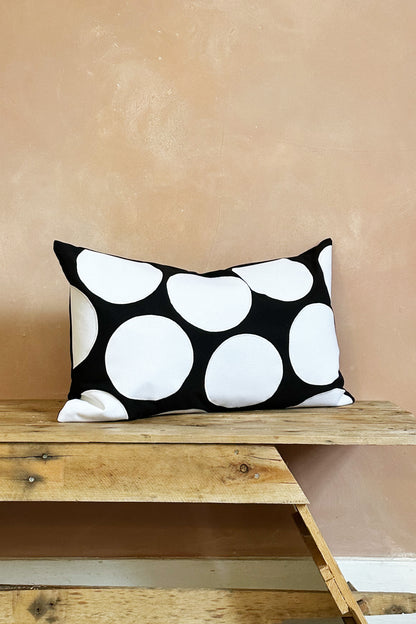 Black and White Spot Hand Appliqué Cotton Cushions