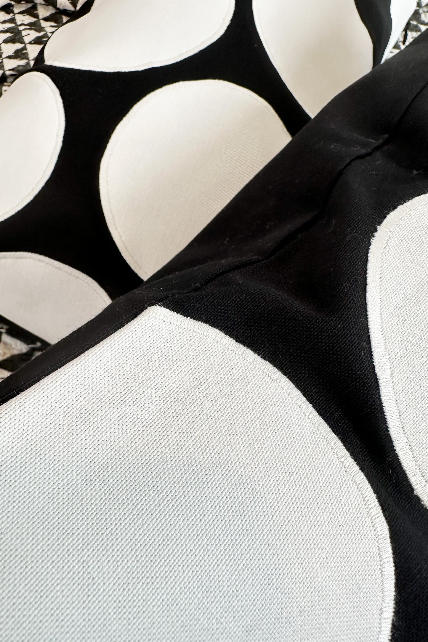 Black and White Spot Hand Appliqué Cotton Cushions