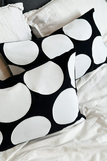 Black and White Spot Hand Appliqué Cotton Cushions