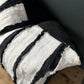 Black And White Linen Striped Cushion, Square With Textured Stripes - Biggs & Hill - Cushion Covers - abstract cushion - black stripes - black white cushion