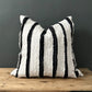 Black And White Linen Striped Cushion, Square With Textured Stripes - Biggs & Hill - Cushion Covers - abstract cushion - black stripes - black white cushion