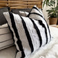 Black And White Linen Striped Cushion, Square With Textured Stripes - Biggs & Hill - Cushion Covers - abstract cushion - black stripes - black white cushion