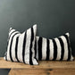 Black And White Linen Striped Cushion, Square With Textured Stripes - Biggs & Hill - Cushion Covers - abstract cushion - black stripes - black white cushion