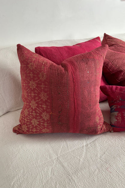 Pink Handmade Vintage Kantha Cushion Square 50cm - Biggs & Hill