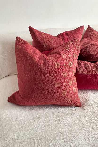 Pink Handmade Vintage Kantha Cushion Square 50cm - Biggs & Hill