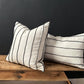 White Linen Striped Cushion, Square With Black Stripes - Biggs & Hill - Cushion Covers - abstract cushion - black stripes - black white cushion