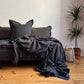 Utility Bed Throw Stonewashed Linen Blanket in Charcoal Grey - Biggs & Hill - Blanket - Bedspread - black - blanket