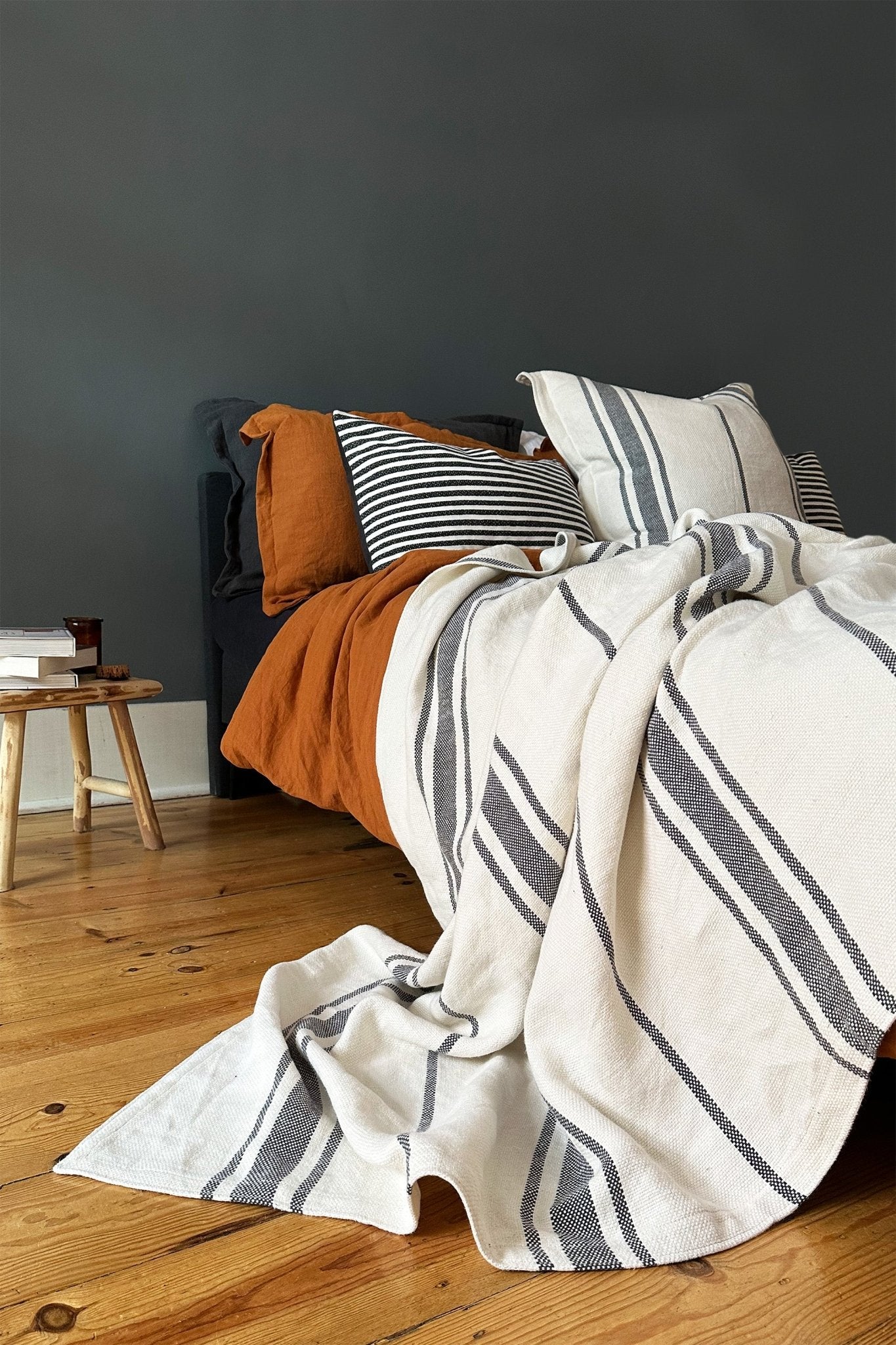 Striped bed throw new arrivals