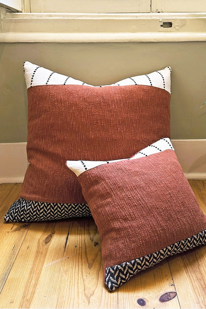 Red, Black and White Boho Cotton Cushion Cover - Biggs & Hill