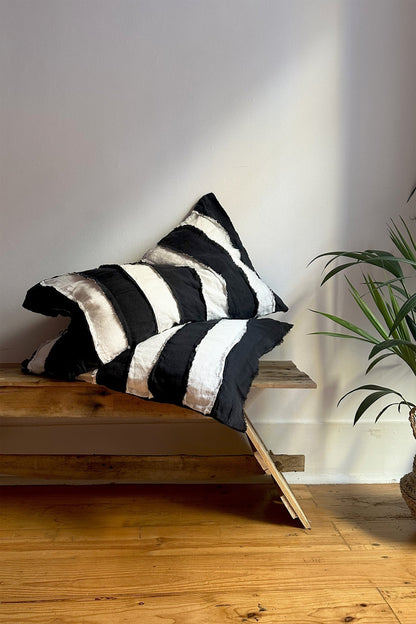 Black and White Striped Linen Pillowcase - Biggs & Hill