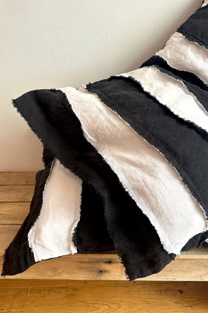 Black and White Striped Linen Pillowcase - Biggs & Hill