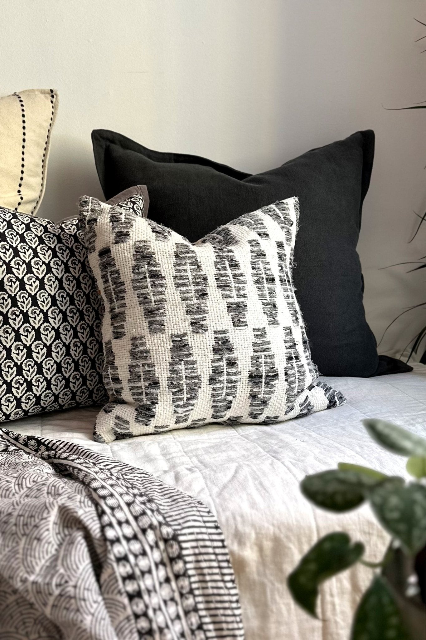 Grey geometric pillow best sale