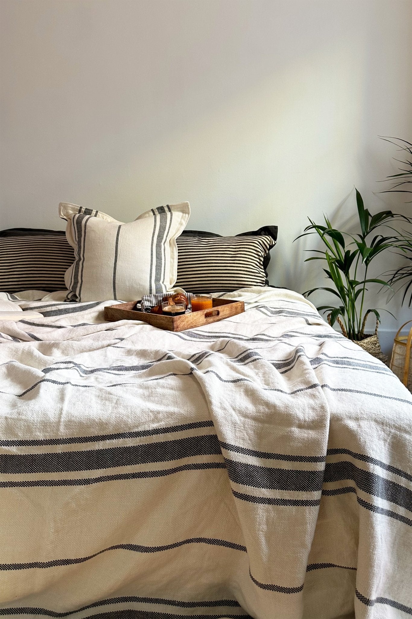 Striped linen throw blanket new arrivals