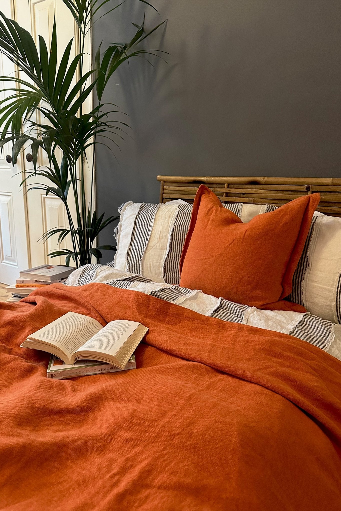 Heavyweight Linen Blanket / Bed Throw in Orange - Biggs & Hill